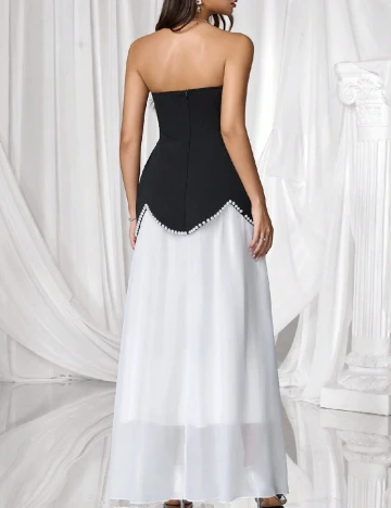 Rochie lunga SHEIN, negru/alb