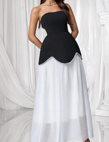 Rochie lunga SHEIN, negru/alb