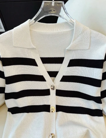 Bluza SHEIN, alb/negru