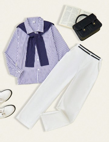 
						Compleu Shein Kids, alb/albastru