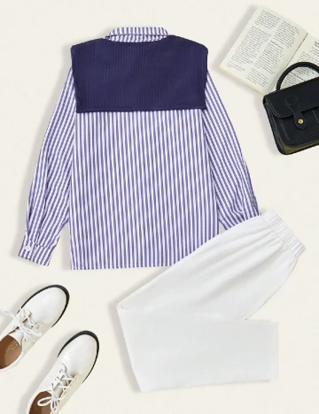 Compleu Shein Kids, alb/albastru