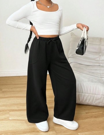 Pantaloni Shein Kids, negru