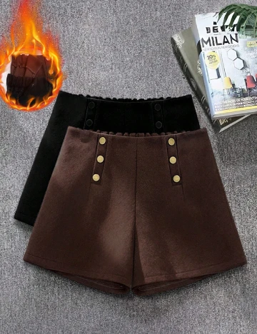 Set Pantaloni scurti 2 perechi SHEIN CURVE, negru/maro