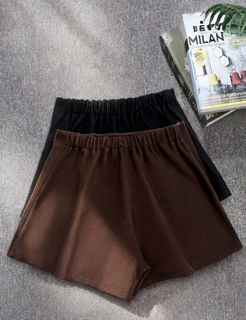 Set Pantaloni scurti 2 perechi SHEIN CURVE, negru/maro