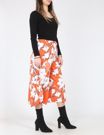 Fusta pantalon Zara, portocaliu/alb