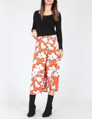 Fusta pantalon Zara, portocaliu/alb