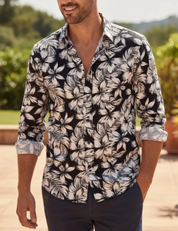 Camasa Zara, negru/alb