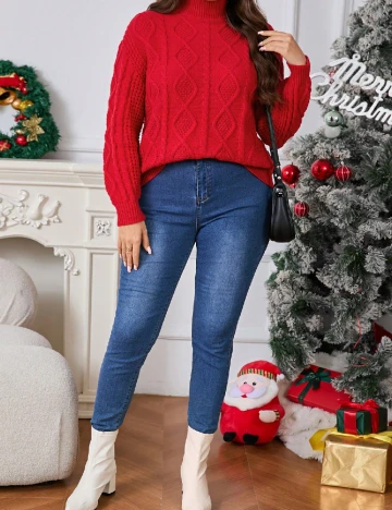 Pulover SHEIN CURVE, rosu