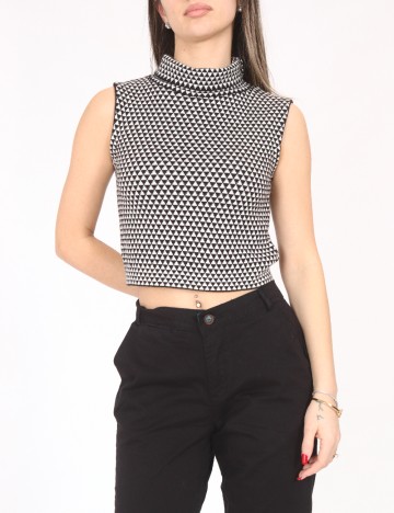 
						Top Zara, alb/negru