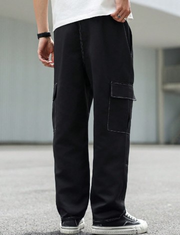 Pantaloni SHEIN Plus Size Men, negru