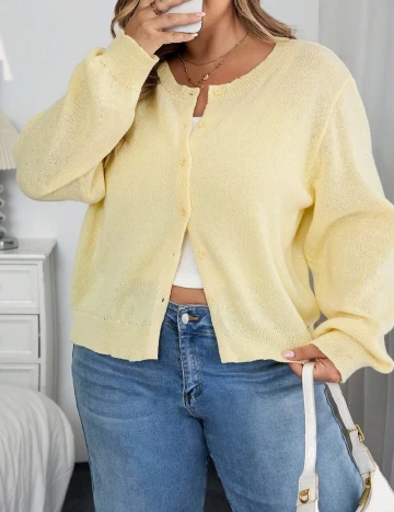 Cardigan SHEIN CURVE, galben