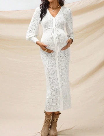 Rochie medie SHEIN Maternity, alb