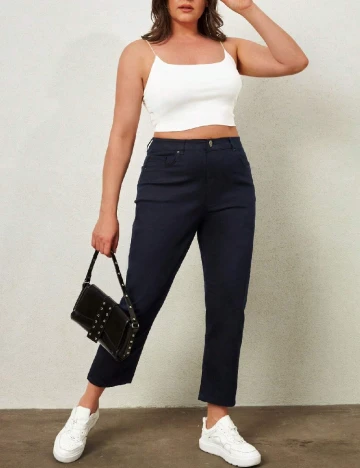 Pantaloni SHEIN CURVE, bleumarin