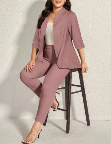 Compleu SHEIN CURVE, roz pudra inchis