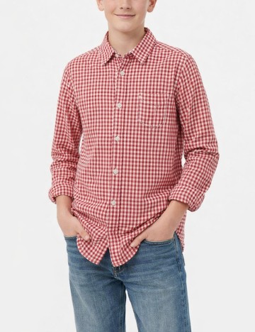 
						Camasa Zara, rosu/alb