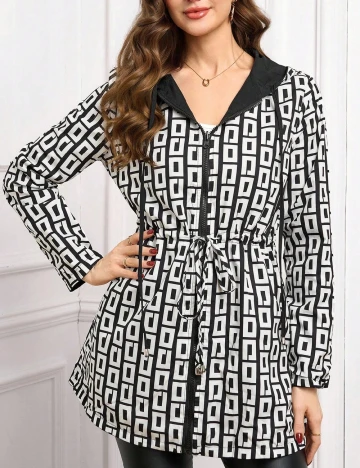 Jacheta reversibila SHEIN, alb/negru