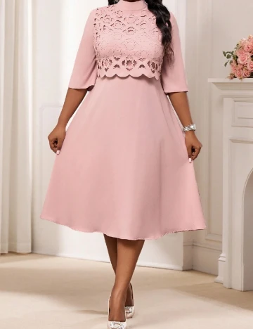 Rochie medie SHEIN CURVE, roz pudra