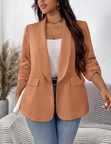 
						Blazer SHEIN CURVE, maro deschis