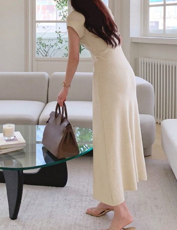 Rochie medie Dazy, crem