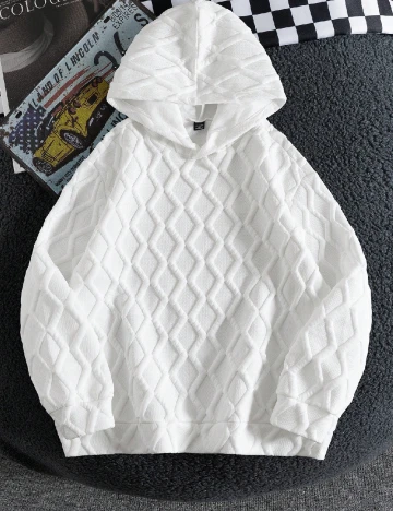 Hanorac SHEIN Plus Size Men, alb