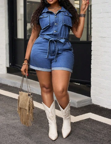 Salopeta SHEIN CURVE, albastru