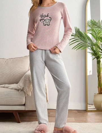 Pijama SHEIN, roz/gri