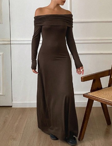 Rochie lunga Dazy, maro