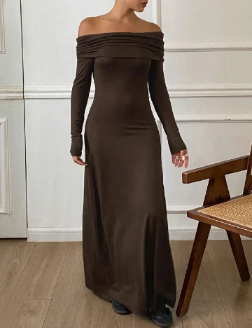 Rochie lunga Dazy, maro