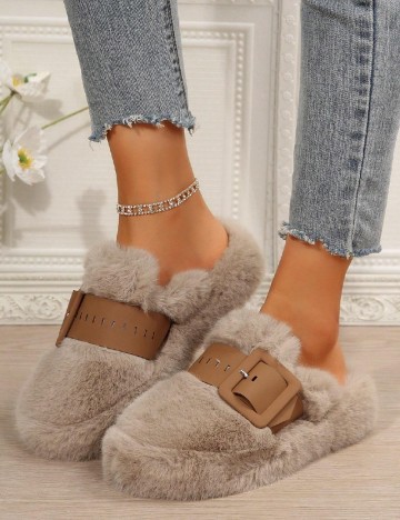 Papuci de Casa SHEIN, maro deschis