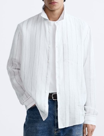 Camasa Zara, alb/gri