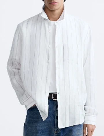 Camasa Zara, alb/gri