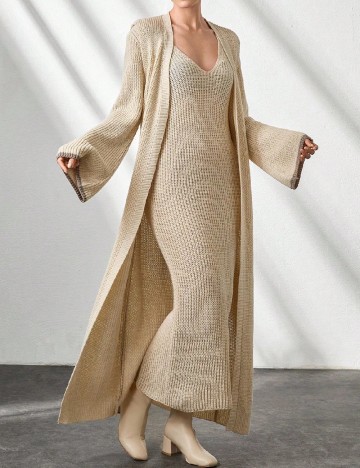 Set rochie si vesta SHEIN, crem