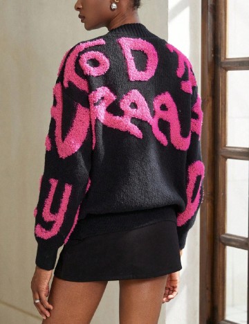 Cardigan Aveloria, negru/roz