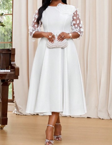 Rochie medie SHEIN CURVE, alb