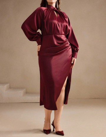 Rochie medie Anewsta Curve, visiniu