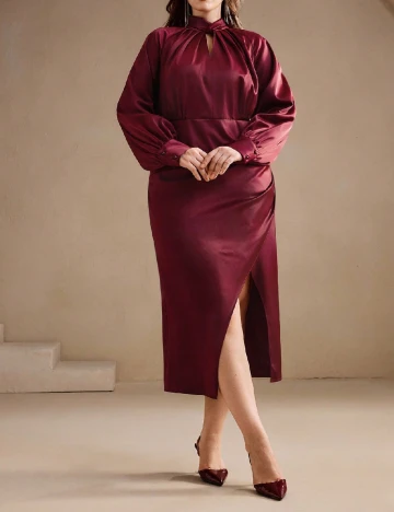 Rochie medie Anewsta Curve, visiniu