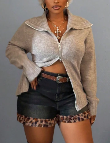 Bluza SHEIN CURVE, maro deschis