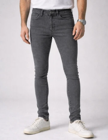 Blugi Bershka, gri inchis