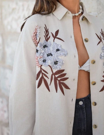 Camasa Oversize SHEIN, crem