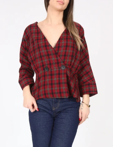 Bluza Bershka, negru/rosu