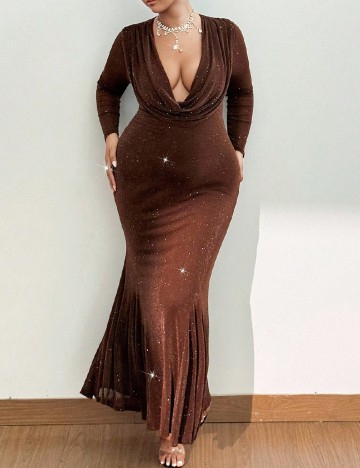 Rochie lunga SHEIN CURVE, maro