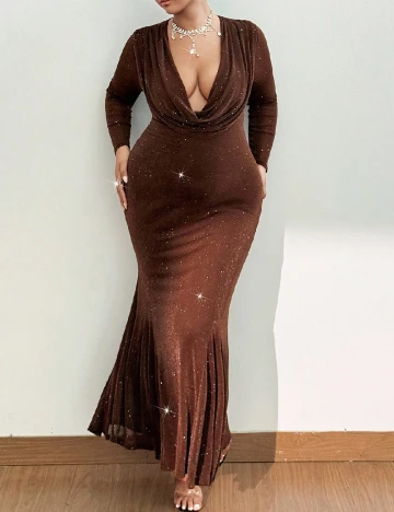 Rochie lunga SHEIN CURVE, maro