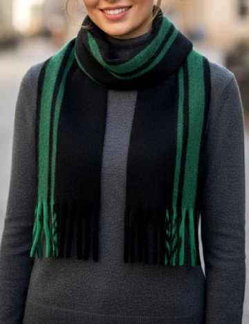 Fular Zara, negru/verde