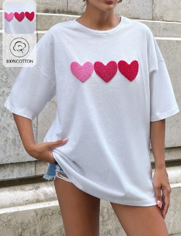 
						Tricou Oversize SHEIN, alb