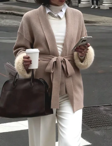 Cardigan SHEIN, maro deschis