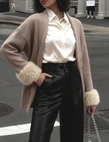 Cardigan SHEIN, maro deschis