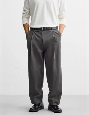 Pantaloni Zara, gri petrol