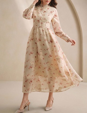 Rochie medie Anewsta, crem