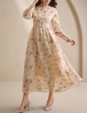 Rochie medie Anewsta, crem