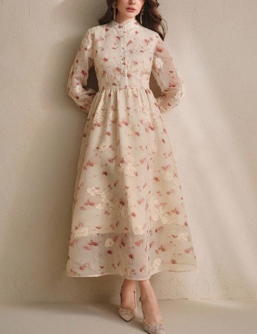 Rochie medie Anewsta, crem